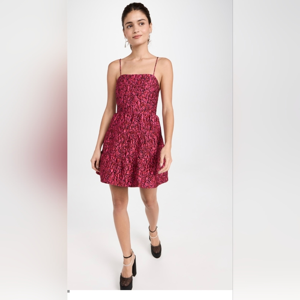 Alice + Olivia Party Dress Jamila Pink Floral Jaquard Mini Size 8 Sexy NEW $465 - Picture 2 of 15